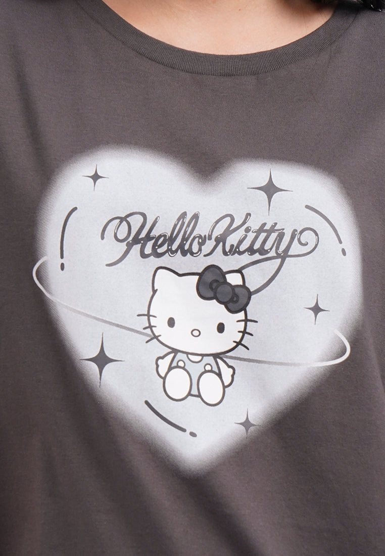 Hello Kitty Short Sleeve Graphic T-Shirt Dark Grey
