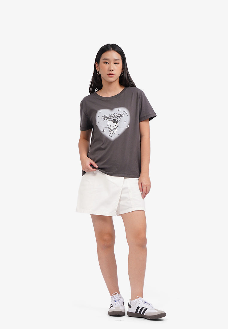 Hello Kitty Short Sleeve Graphic T-Shirt Dark Grey