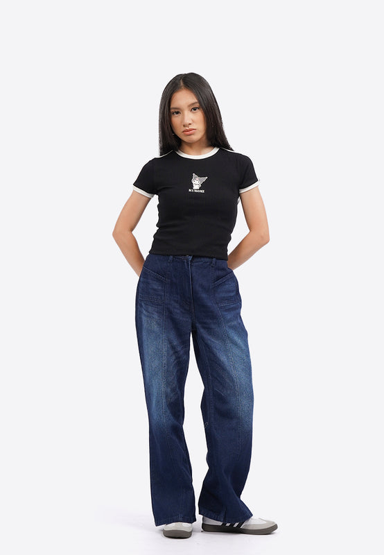 Kuromi Short Sleeve Rib T-Shirt