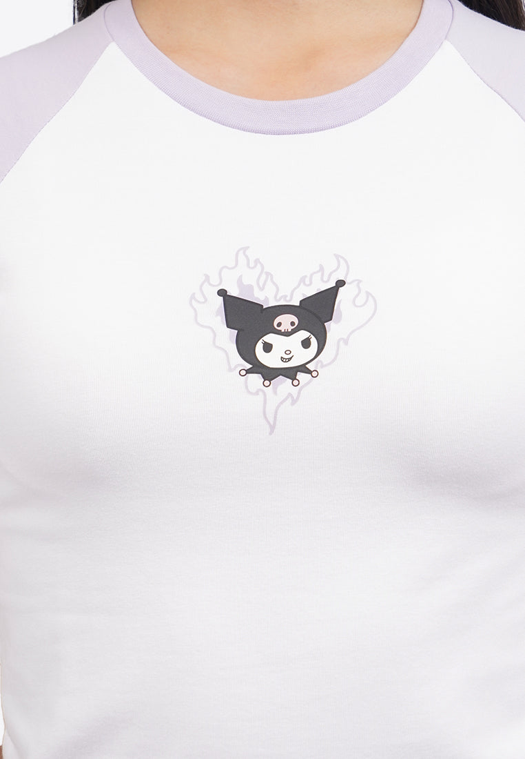 Kuromi Raglan Short Sleeve T-Shirt