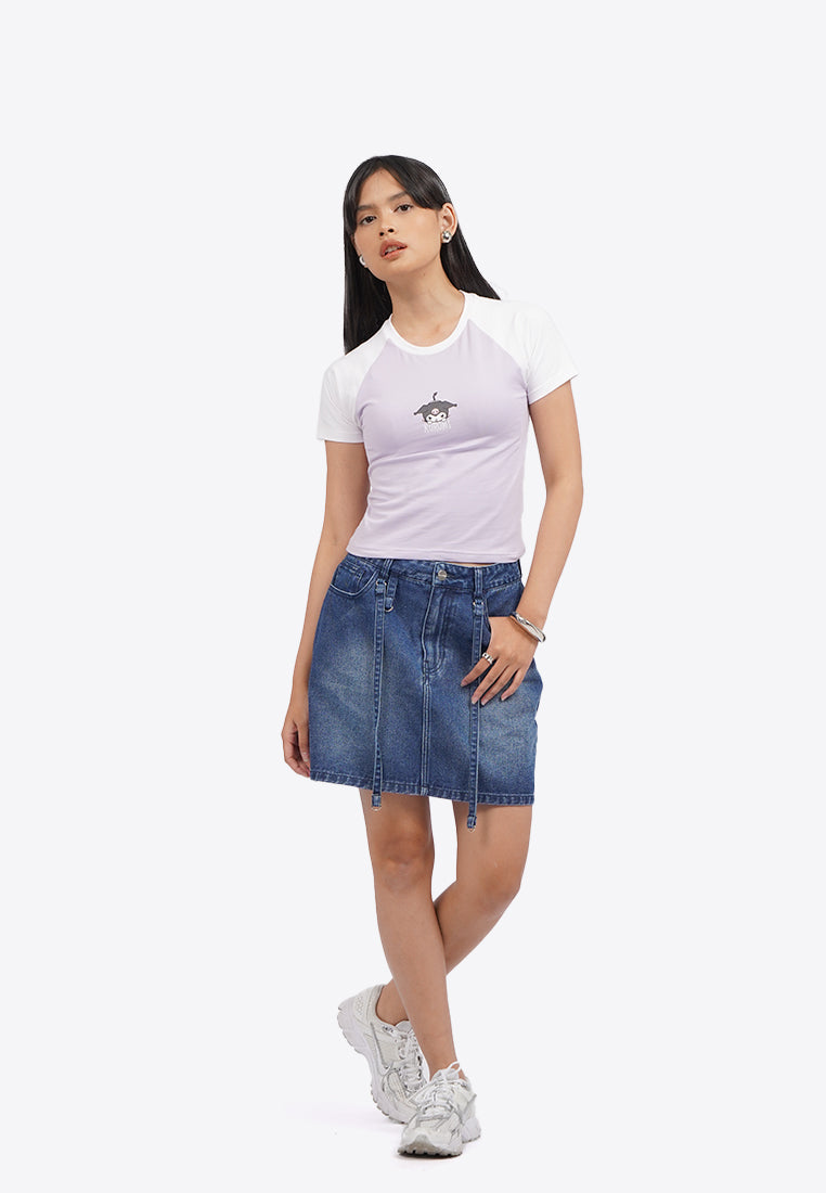 Kuromi Raglan Short Sleeve T-Shirt