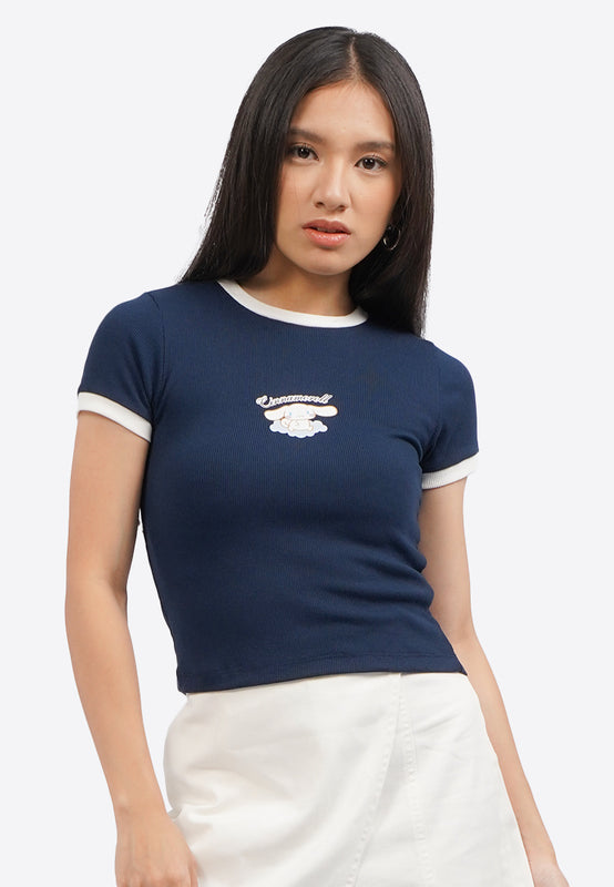 Cinnamoroll Contrast Rib Fitted T-Shirt