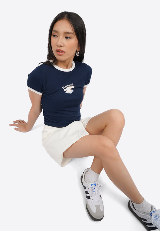 Cinnamoroll Contrast Rib Fitted T-Shirt