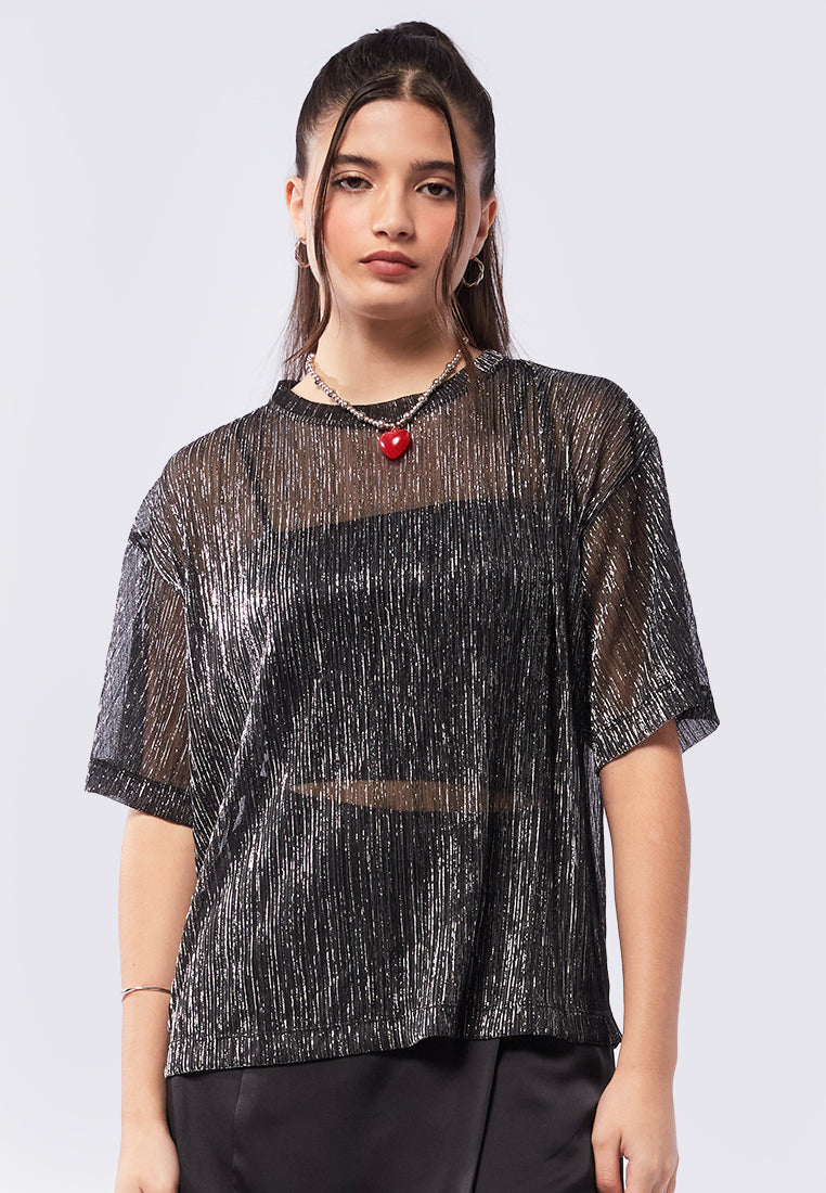 Oversized Metallic Top