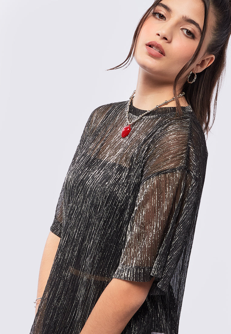 Oversized Metallic Top