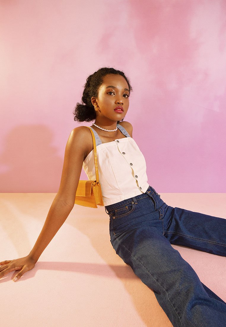 Two Color Denim Tank Top