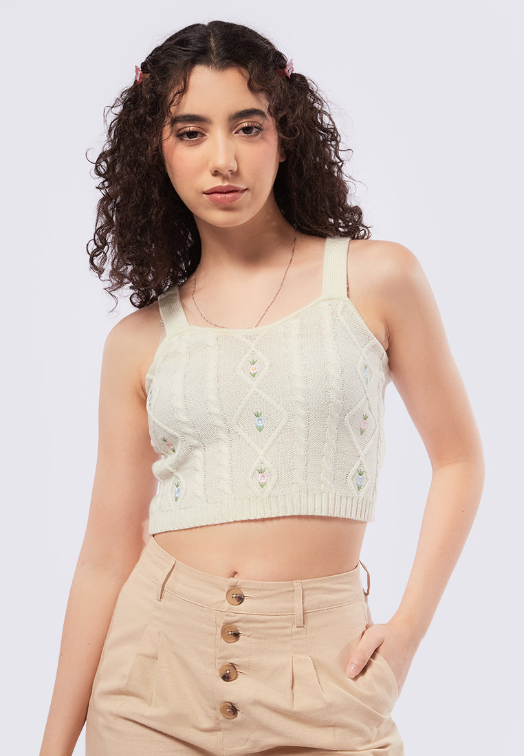 Embroidered Knit Tanktop
