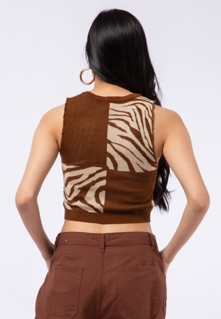 Colorblock with Zebra Pattern Top