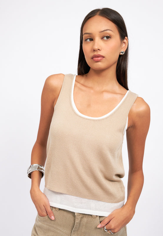 Double Layered Sleeveless Knit Top