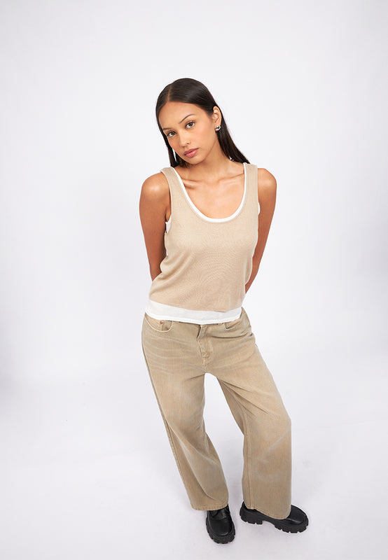 Double Layered Sleeveless Knit Top