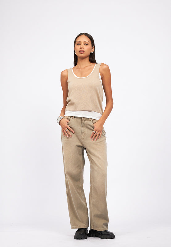 Double Layered Sleeveless Knit Top
