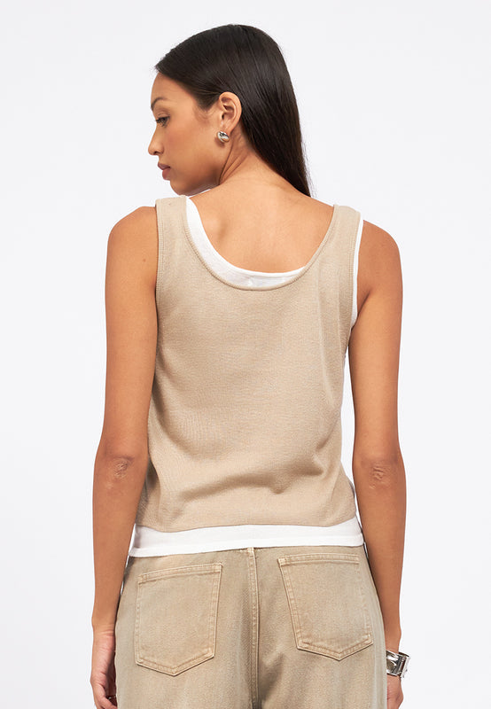 Double Layered Sleeveless Knit Top