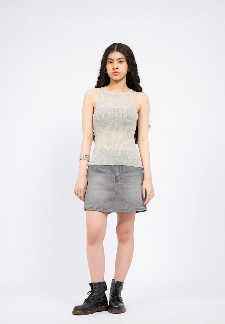 Shimmering Sleeveless Knit Top