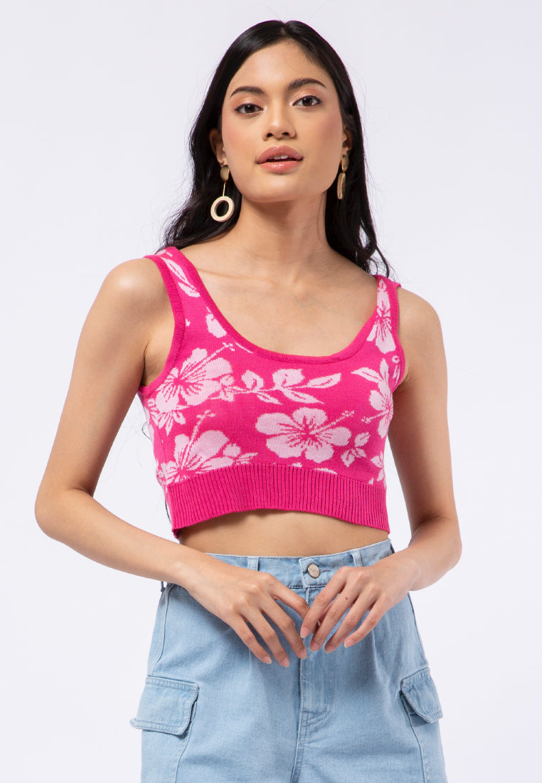 Hibiscus Knit Crop Top