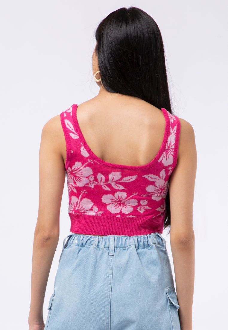 Hibiscus Knit Crop Top