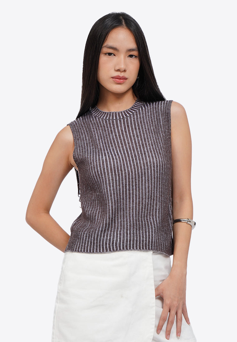 Stripes Sleeveless Knit Top