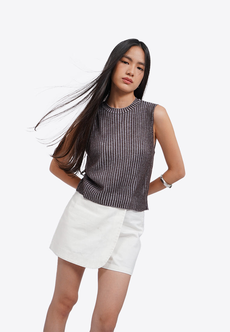 Stripes Sleeveless Knit Top