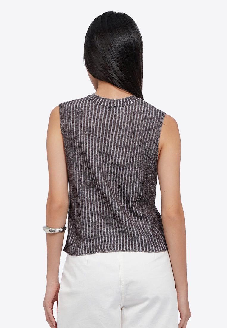 Stripes Sleeveless Knit Top