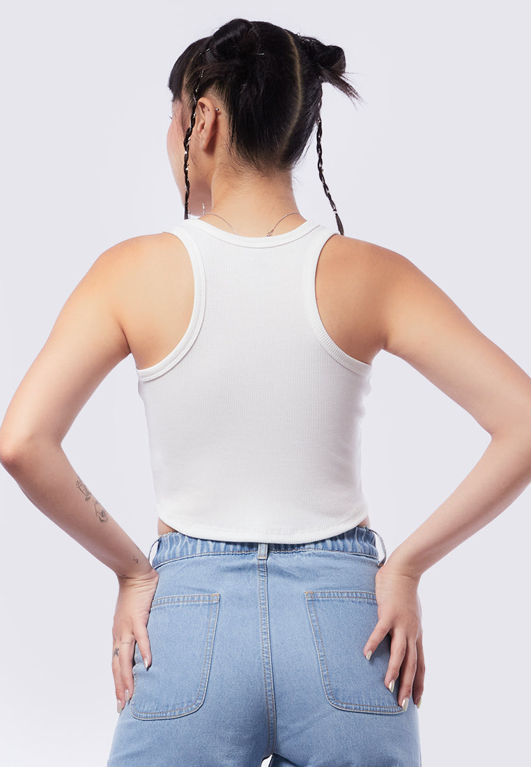 Racer Rib Tank Top White