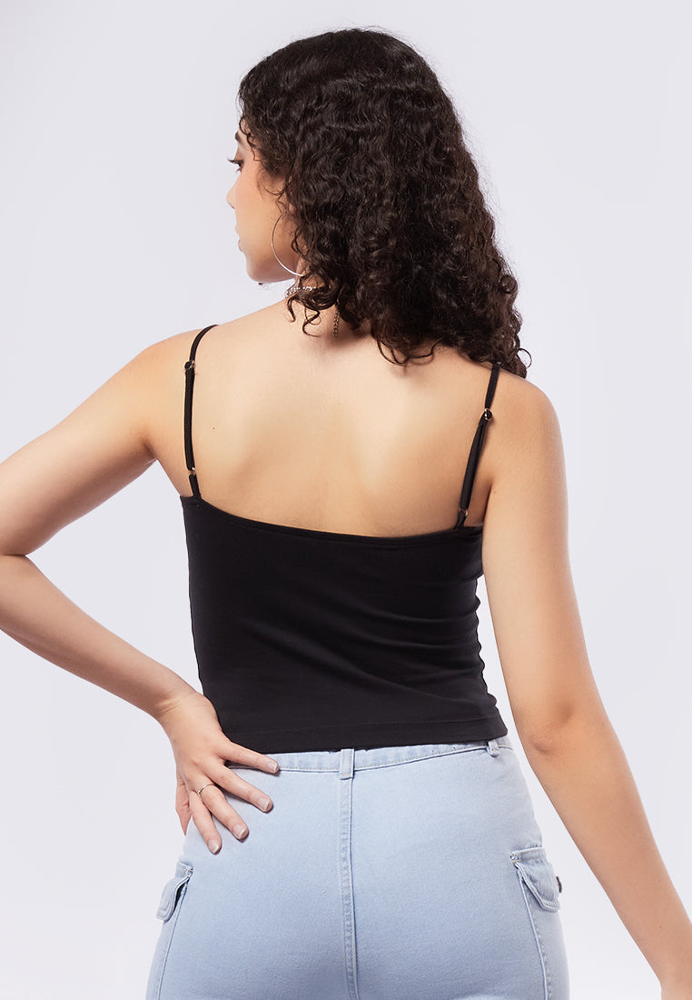 Fitted Basic Tank Top Black