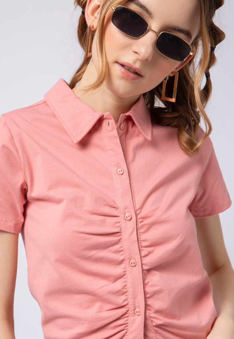 Ruched Front Short Sleeve Blouse