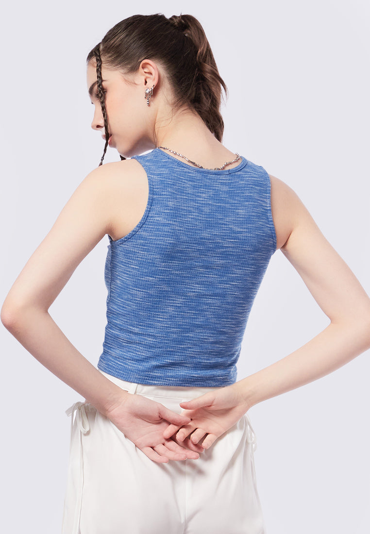 Space Dye Cut Out Button Top