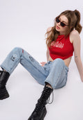 Asymmetrical Hem Rib Knit Top