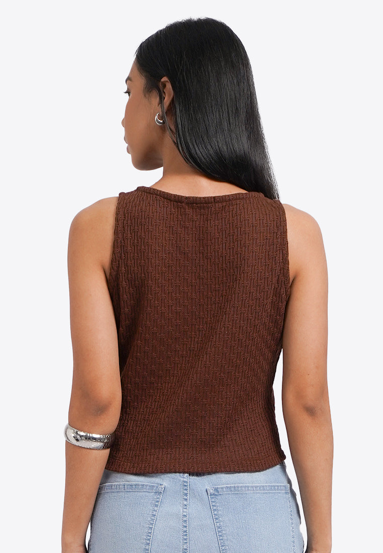 Boat Neck Textured Tank Top