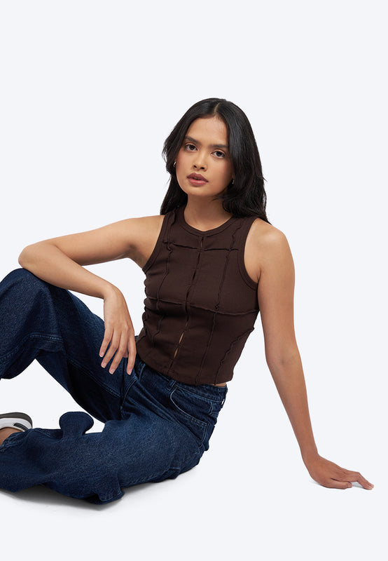 Overlocked Details Tank Top