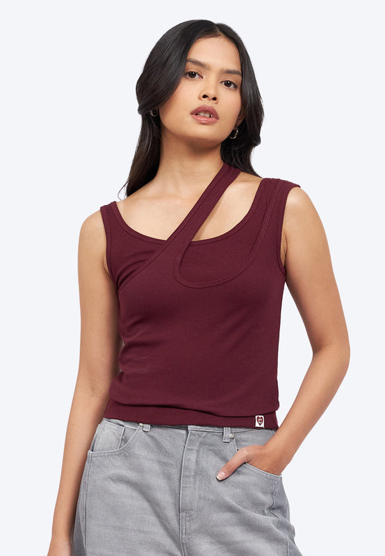 Asymmetric Fitted Tank Top