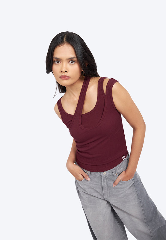 Asymmetric Fitted Tank Top