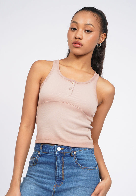 Washed Effect Fitted Tank Top