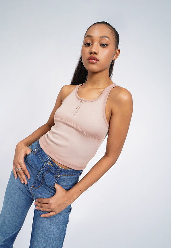 Washed Effect Fitted Tank Top