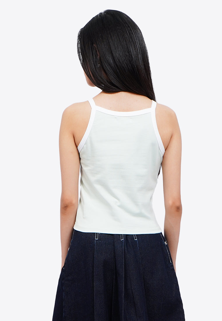 Printed Y2K Halter Tank Top