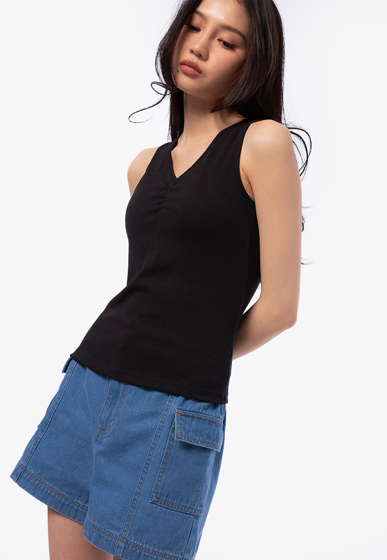 Ruched Front Sleeveless Bra Top