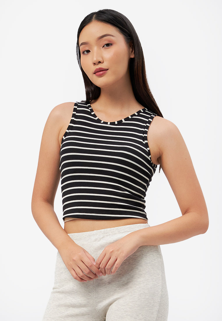 Fitted Stripe Tank Bra Top