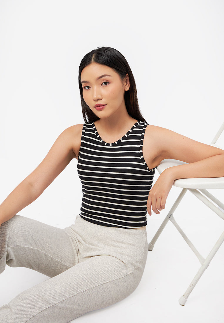Fitted Stripe Tank Bra Top