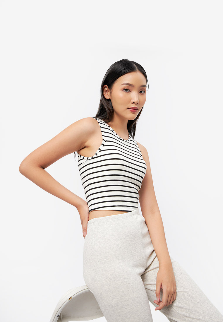 Fitted Stripe Tank Bra Top