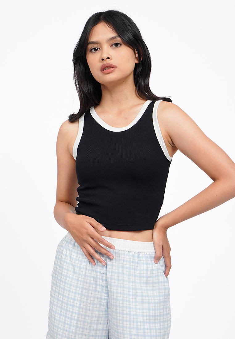 Contrast Details Tank Bra Top