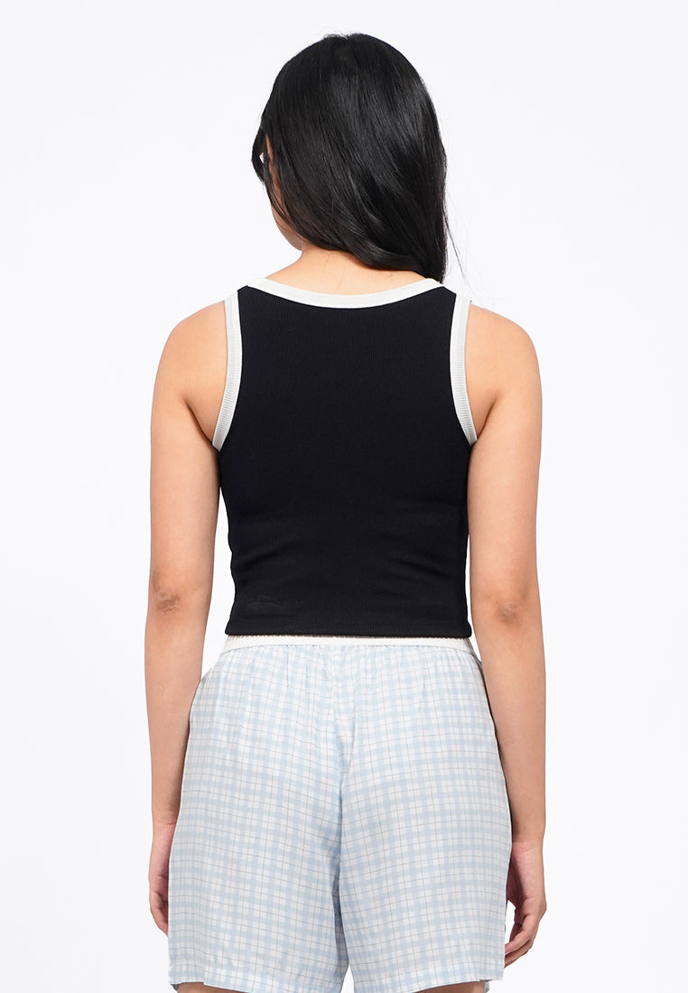 Contrast Details Tank Bra Top