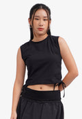 Sleeveless Top with Side Ruched Black