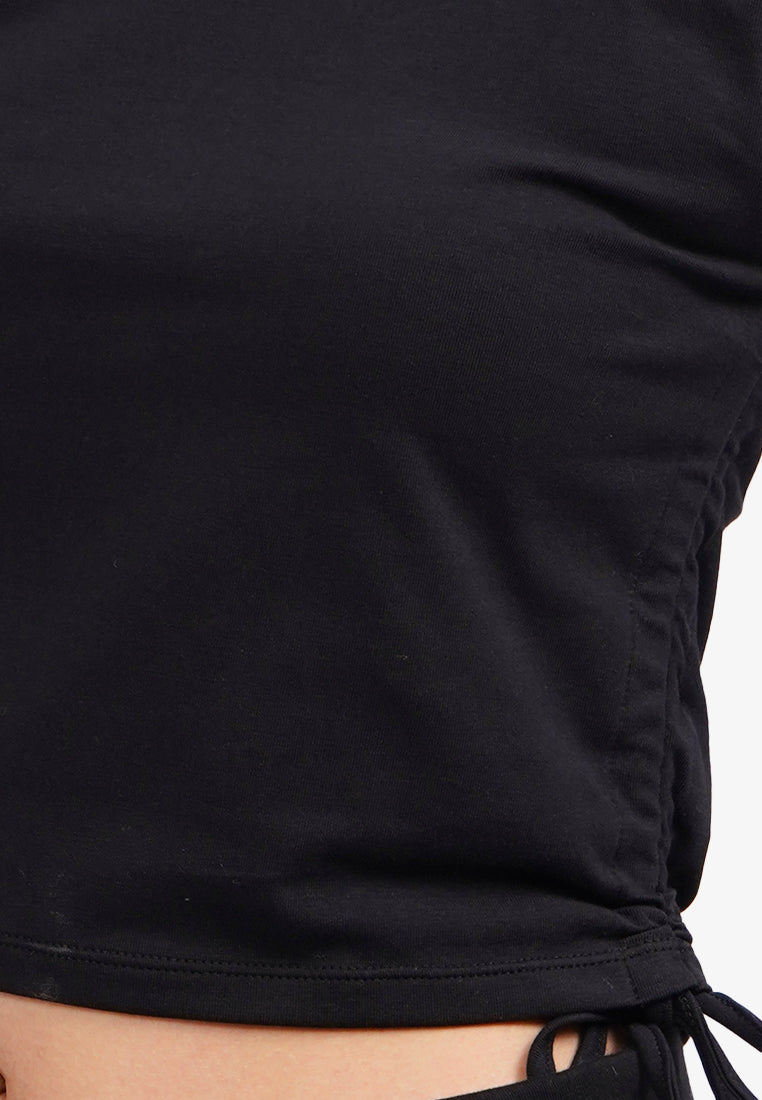 Sleeveless Top with Side Ruched Black