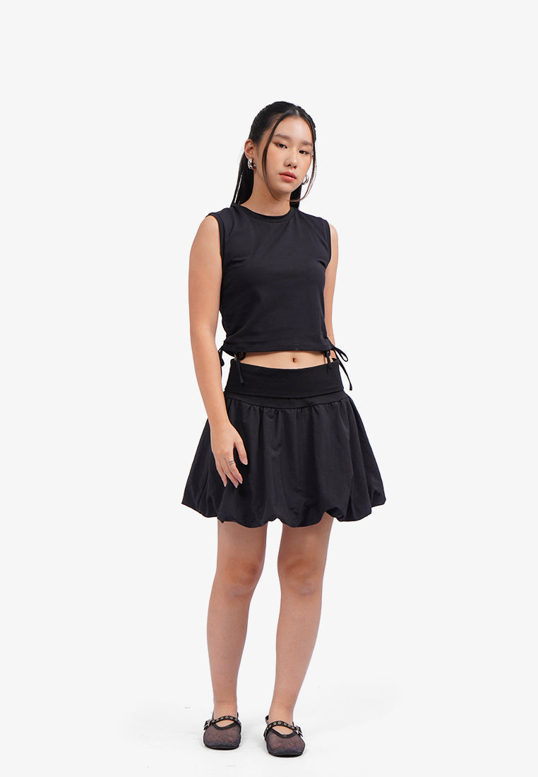 Sleeveless Top with Side Ruched Black