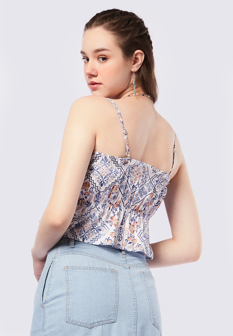 Ruffled Trim Sleeveless Top