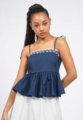 Embroidered Peplum Camisole