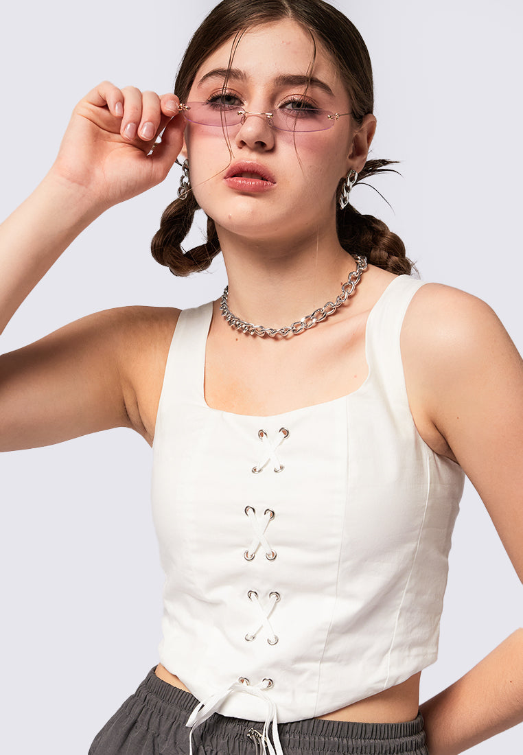 Front Tie Sleeveless Crop Top