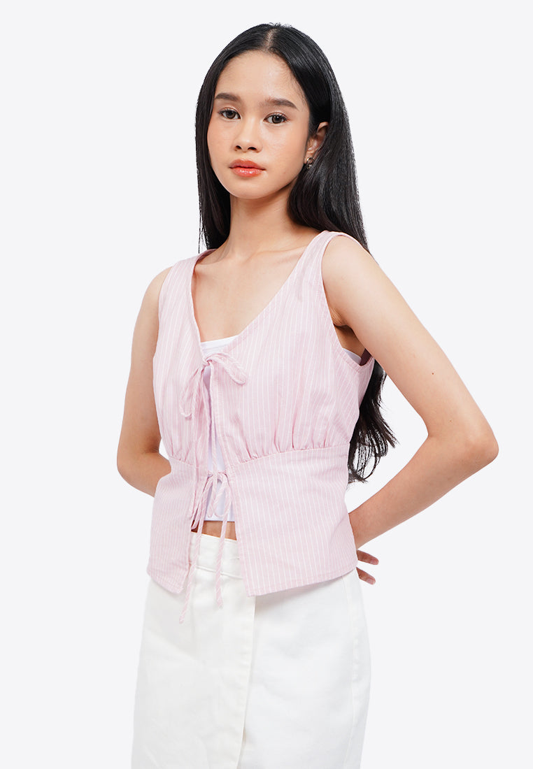 Striped Tank with Front Tie