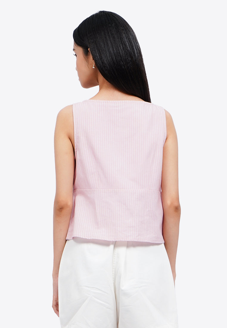 Striped Tank with Front Tie