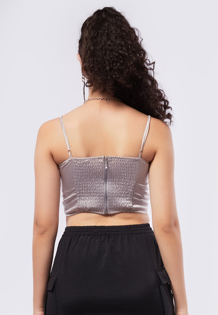 Fitted Satin Corset Top
