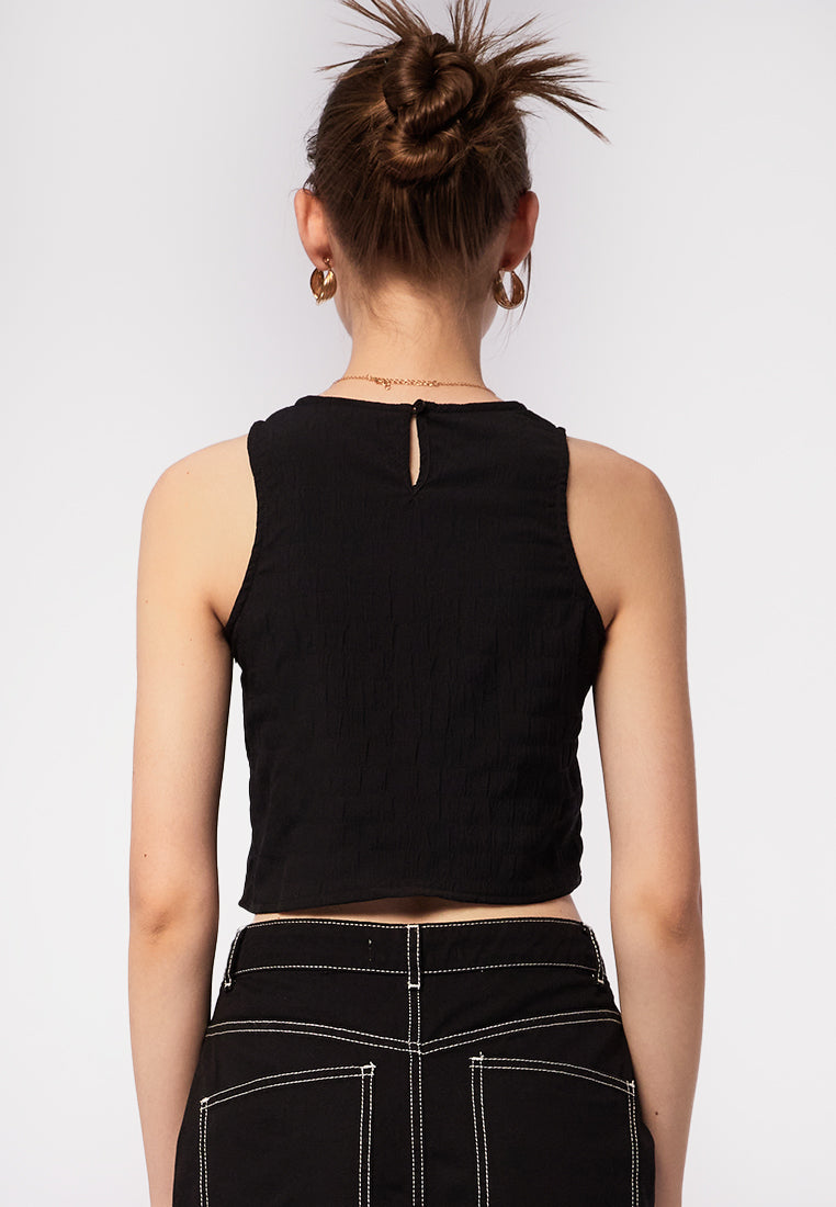 Sleeveless Textured Crop Top